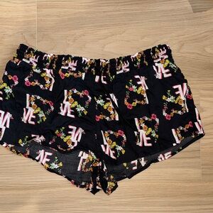 Victoria's Secret Black Shorts with Floral Lettering